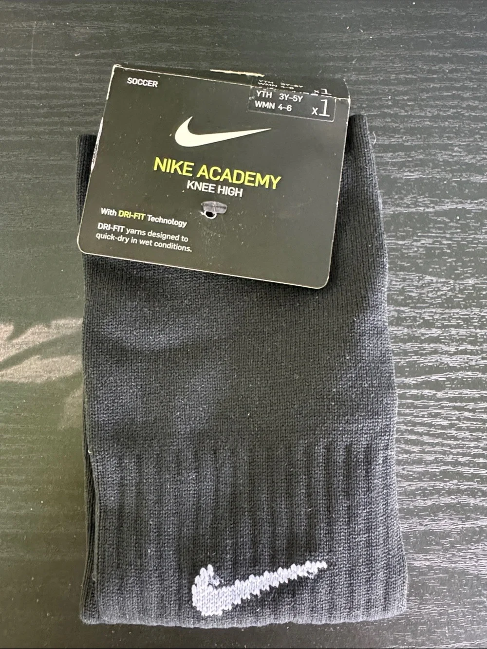 Nike Black Knee-High Athletic Socks with White Swoosh